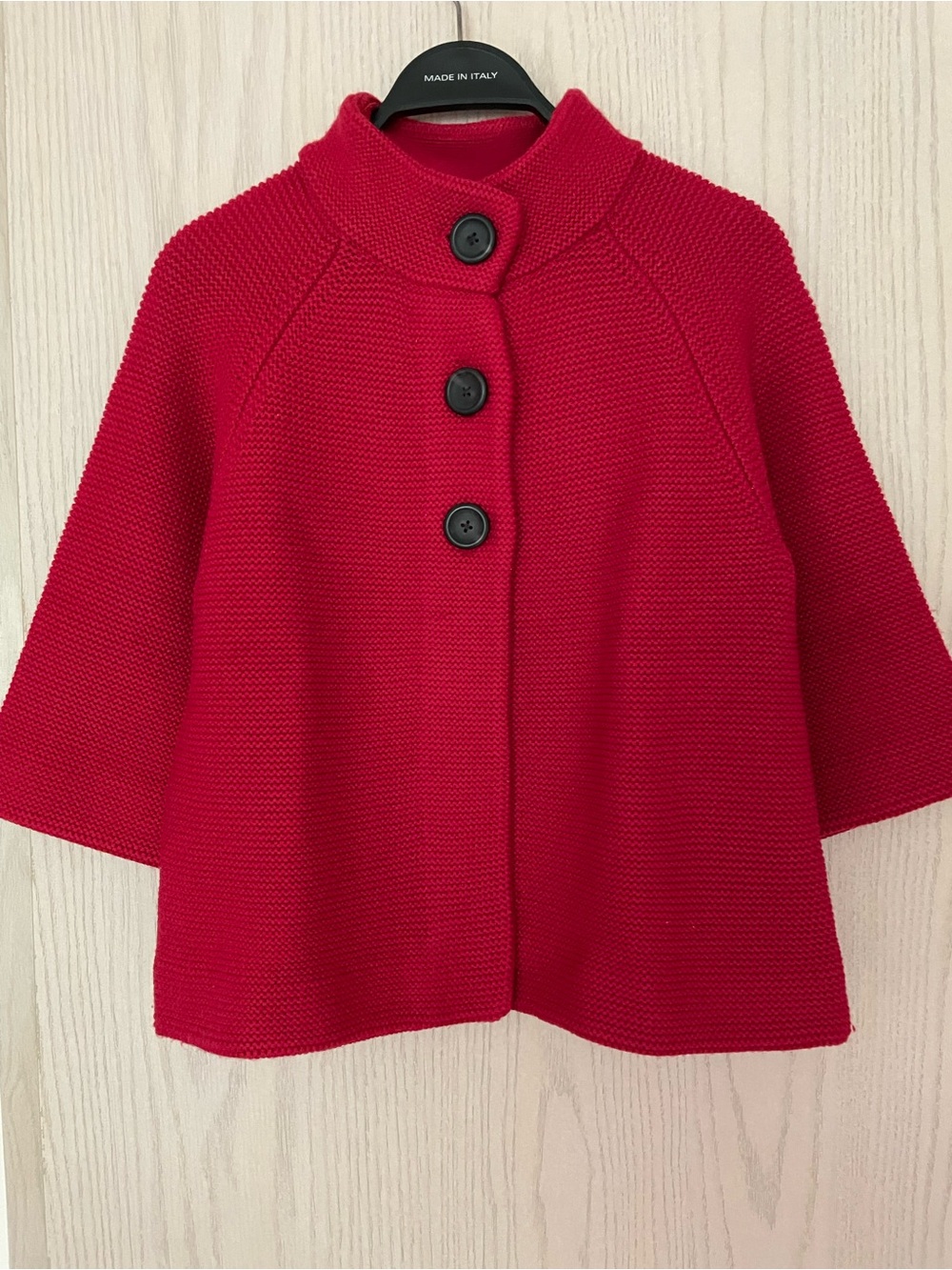 Women’s Red Knit Button-Front Jacket